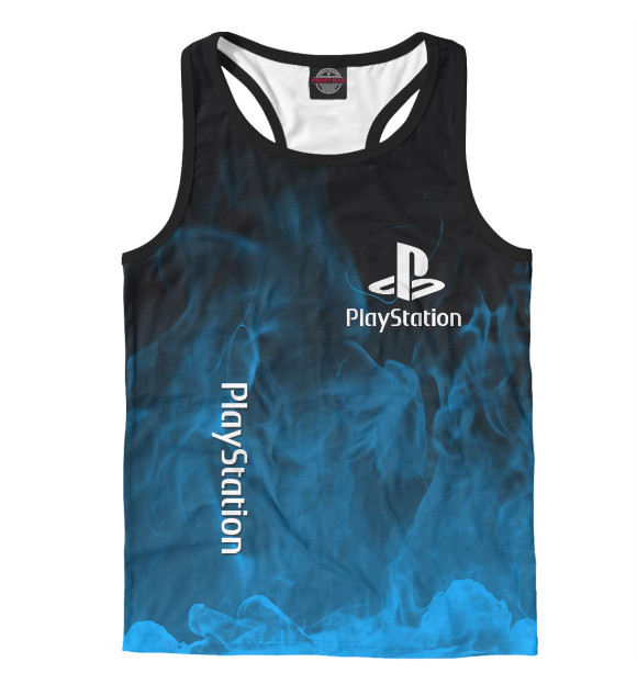 Мужская майка-борцовка с изображением Playstation Fire цвета Белый