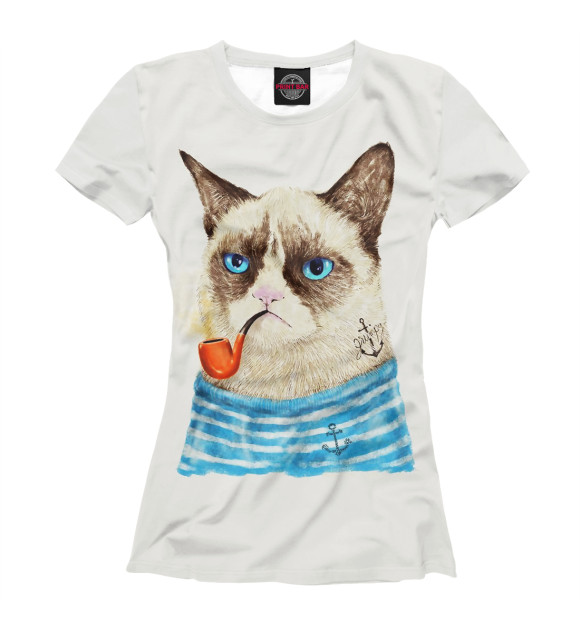 Женская футболка с изображением Grumpy Cat цвета Белый