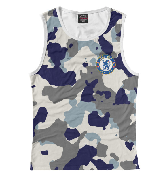 Майка для девочки с изображением FC Chelsea Camouflage цвета Белый