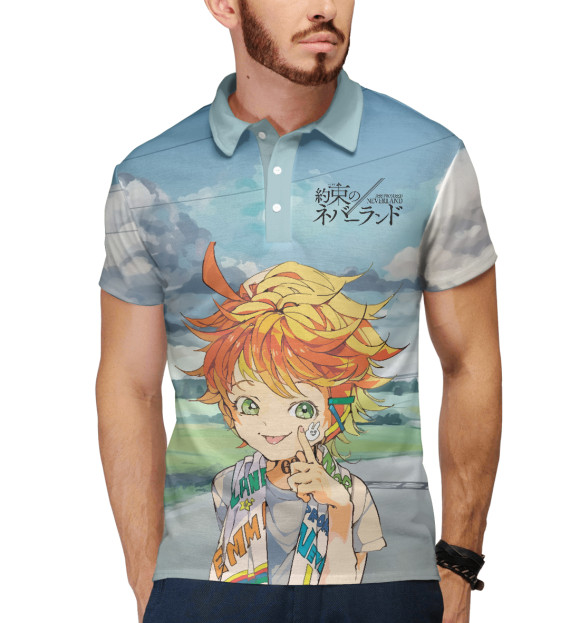 Мужское поло с изображением Обещанный Неверленд Эмма цвета Белый