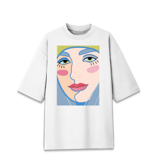 Женская футболка оверсайз Женское лицо с яркими губами
