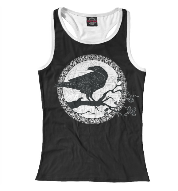 Женская майка-борцовка с притом Ворон цвета Белый Женская майка-борцовка с изображением Ворон цвета Белый