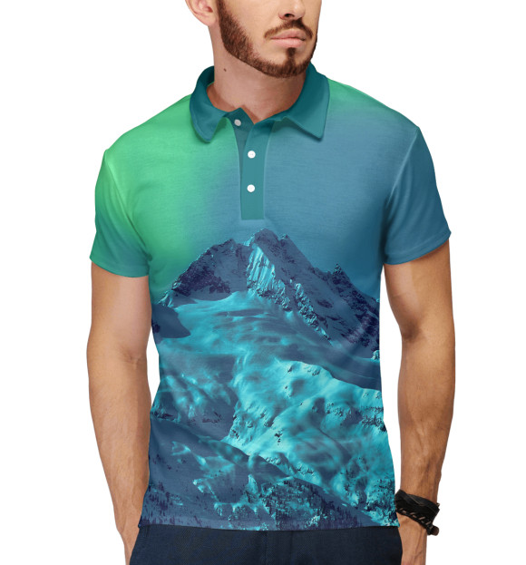 Мужское поло с изображением Горы цвета Белый