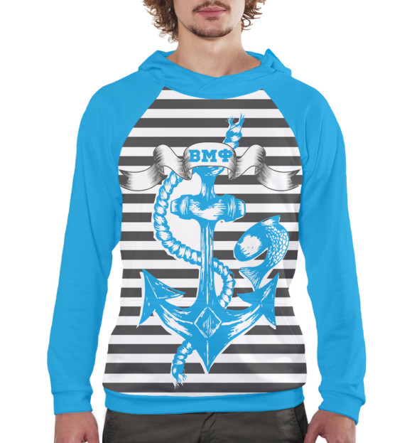 Мужское худи с изображением ВМФ цвета Белый