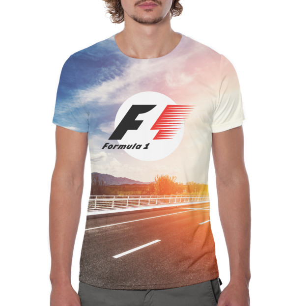 Мужская футболка с изображением Формула-1 цвета Белый