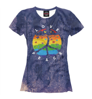 Женская футболка Pride Month Peace Love