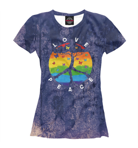 Футболка для девочек с изображением Pride Month Peace Love цвета Белый