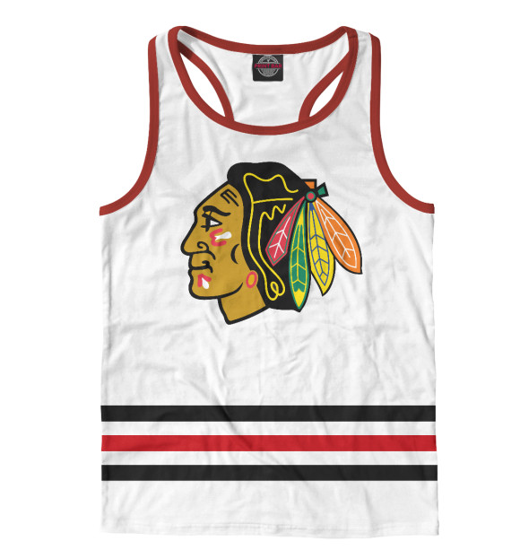 Мужская майка-борцовка с изображением Чикаго Блэкхокс (форма) цвета Белый