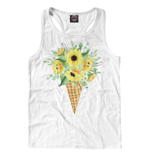 Мужская майка-борцовка с изображением Цветороженое цвета Белый