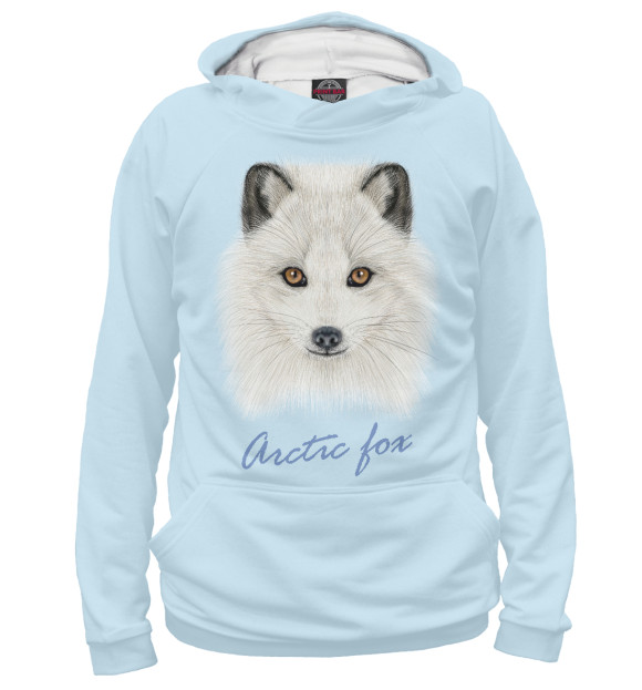 Мужское худи с изображением Arctic fox цвета Белый
