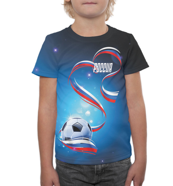 Футболка для мальчиков с изображением Россия цвета Белый