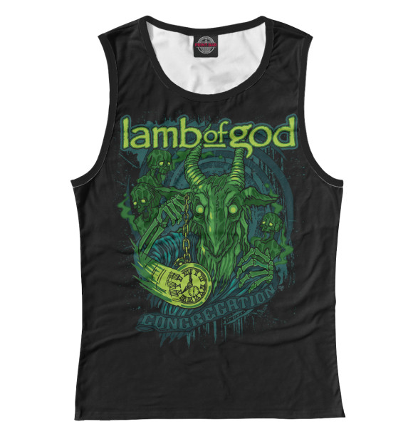 Женская майка с изображением Lamb of God цвета Белый