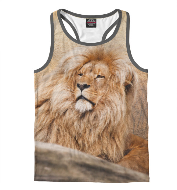 Мужская майка-борцовка с изображением Лев цвета Белый