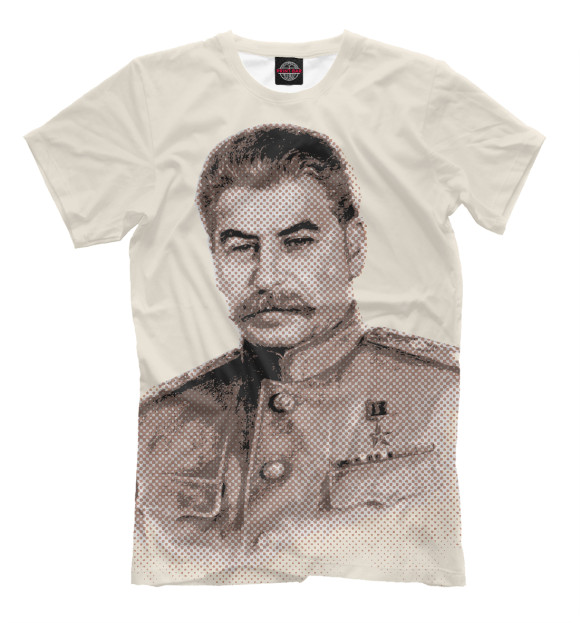 Мужская футболка с изображением Сталин цвета Бежевый