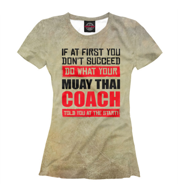 Футболка для девочек с изображением Muay Thai Coach Fighter цвета Белый