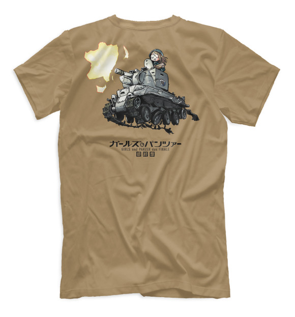 Мужская футболка с притом Girls und Panzer цвета Белый Мужская футболка с изображением Girls und Panzer цвета Белый