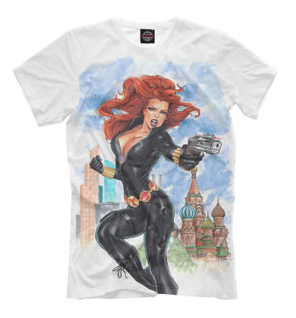 Мужская футболка с изображением Девушка с оружием Арт цвета Молочно-белый