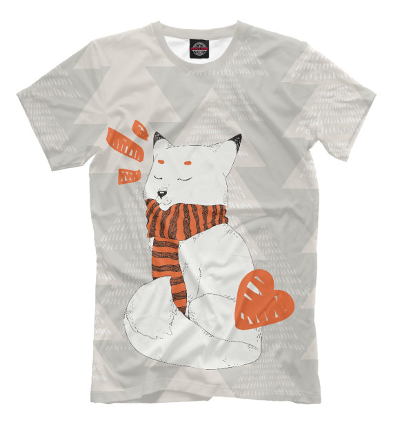 Мужская футболка с изображением Cute Fox цвета Бежевый
