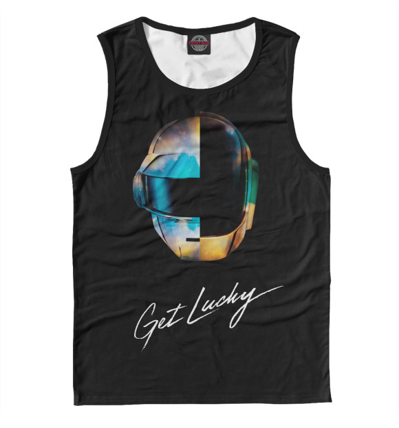 Майка для мальчика с притом Daft Punk цвета Белый Майка для мальчика с изображением Daft Punk цвета Белый
