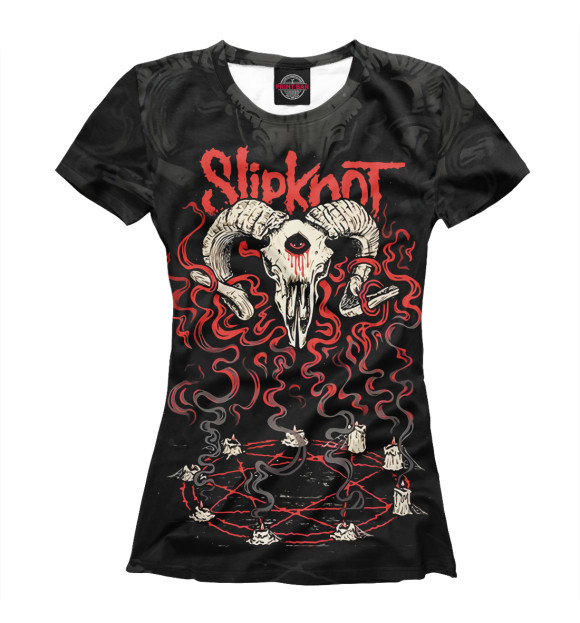 Женская футболка с изображением Slipknot цвета Белый