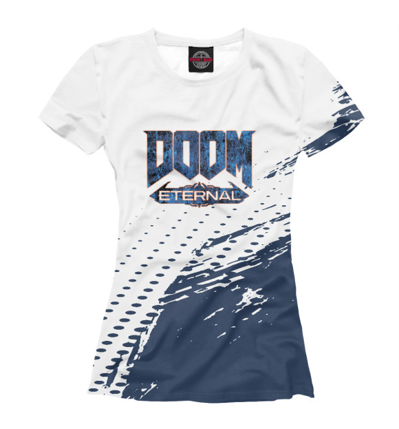 Женская футболка с изображением DOOM цвета Белый
