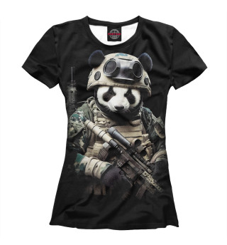 Футболка для девочек Медведь панда солдат спецназа
