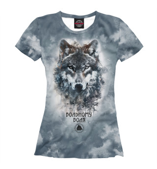 Женская футболка Облачный волк с символикой валькнут