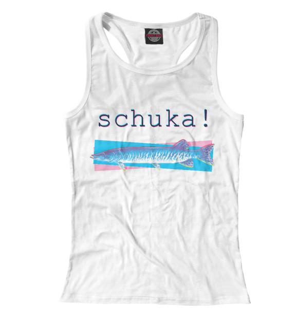 Женская майка-борцовка с изображением Schuka! цвета Белый