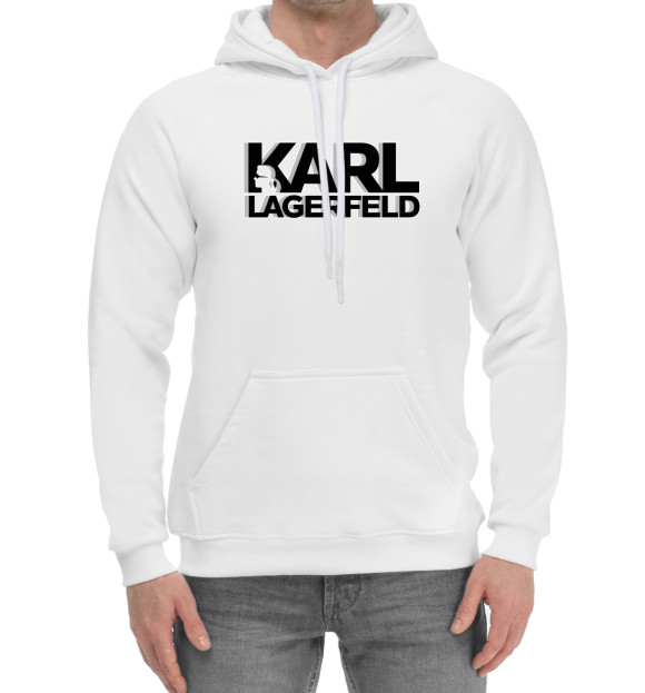 Мужской хлопковый худи с изображением Karl Lagerfeld цвета Белый