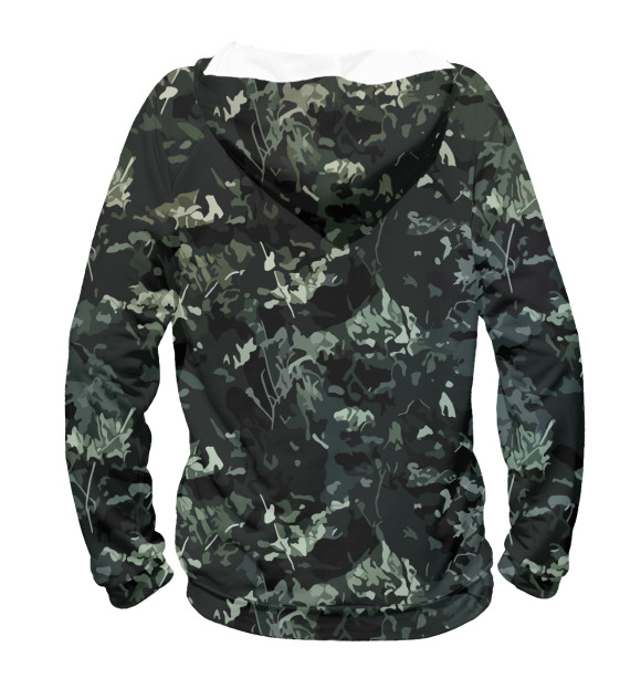 Мужское худи с изображением Медведь снайпер в камуфляже цвета Белый