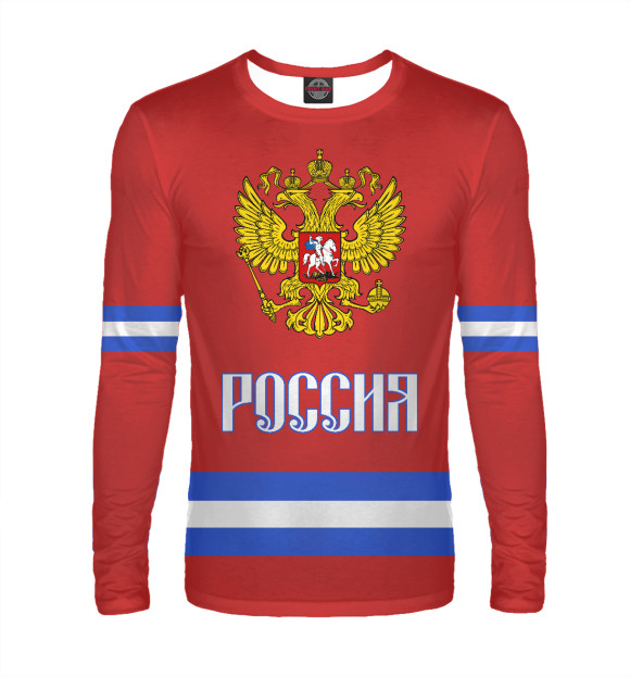 Мужской лонгслив с изображением Сборная России цвета Белый