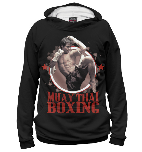 Мужское худи с изображением Muay Thai Boxing цвета Белый