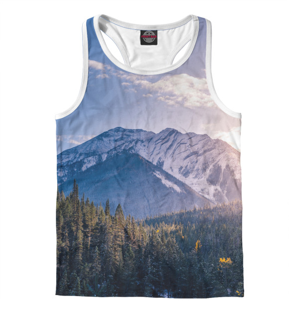 Мужская майка-борцовка с изображением Красивые горы цвета Белый