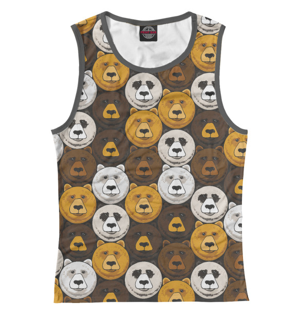 Женская майка с изображением Медведи цвета Белый