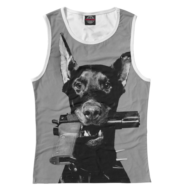 Женская майка с изображением Доберман цвета Белый