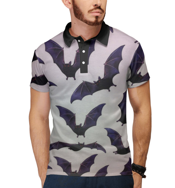 Мужское поло с притом Летучие мыши цвета Белый Мужское поло с изображением Летучие мыши цвета Белый