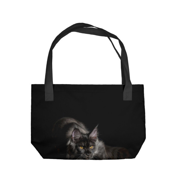 Пляжная сумка с изображением Черный кот цвета 