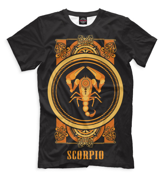 Мужская футболка с изображением Скорпион цвета Черный