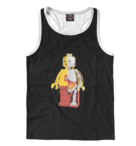 Мужская майка-борцовка с изображением Lego Скелет цвета Белый