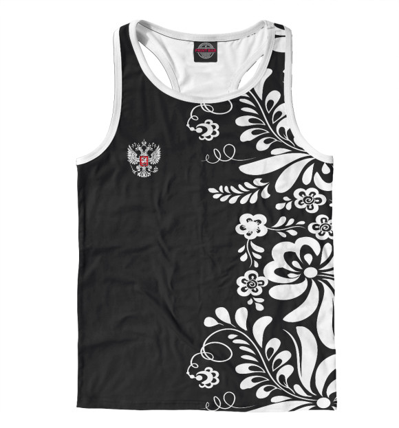 Мужская майка-борцовка с изображением Герб России цвета Белый