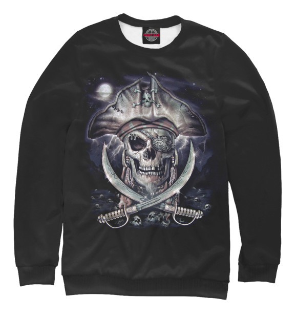 Свитшот для мальчиков с изображением Pirate Skull цвета Белый