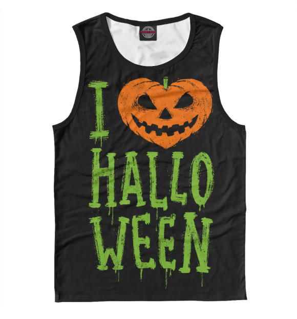 Мужская майка с изображением I Love Halloween цвета Белый
