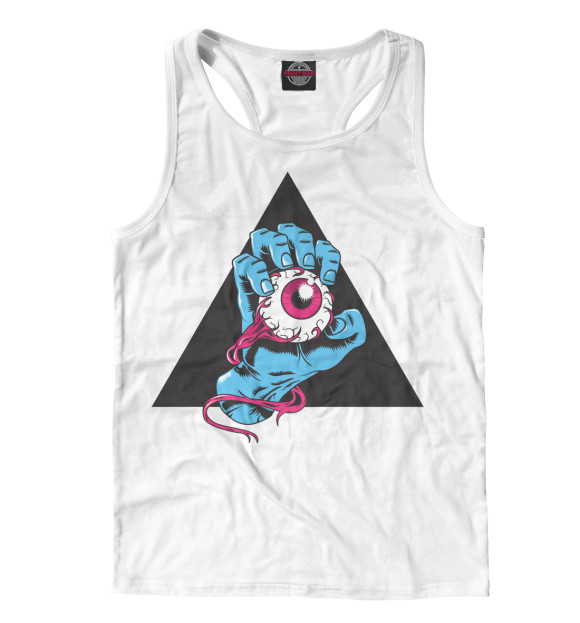 Мужская майка-борцовка с изображением Глаз в руке цвета Белый