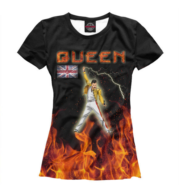 Женская футболка с изображением Queen & Freddie Mercury цвета Белый