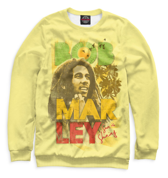 Мужской свитшот с изображением Bob Marley цвета Белый