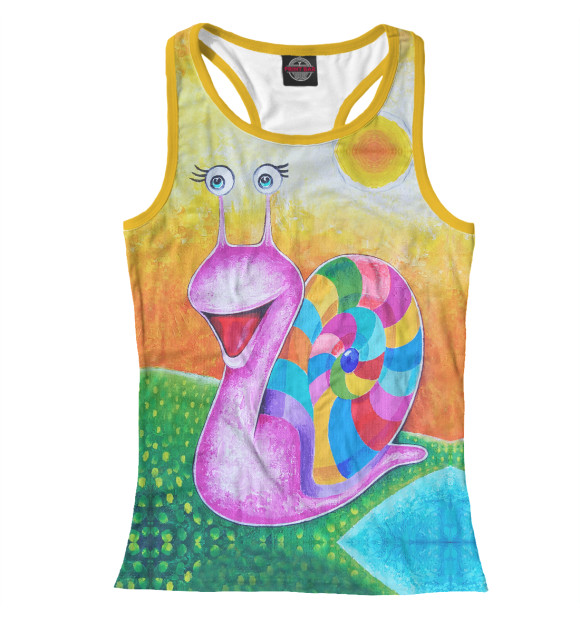 Женская майка-борцовка с изображением Улитка цвета Белый