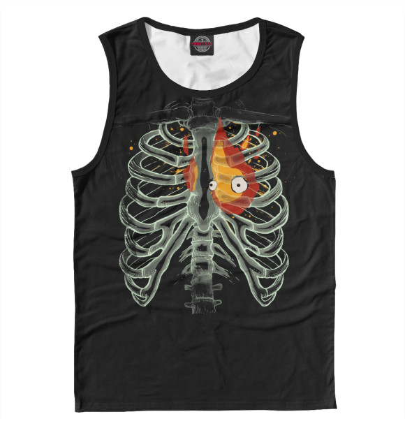 Мужская майка с изображением Сердце в огне цвета Белый