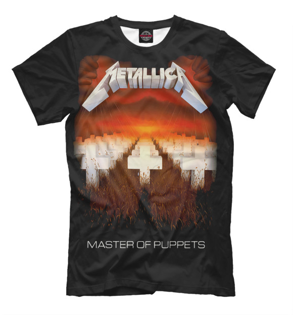 Мужская футболка с изображением Metallica Master of Puppets цвета Черный