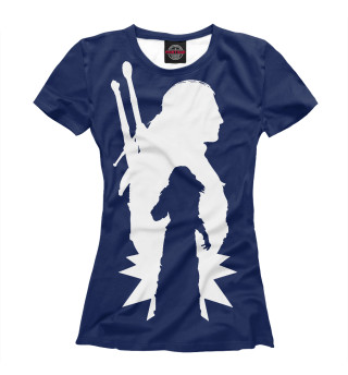 Женская футболка Силуэт война на синем фоне