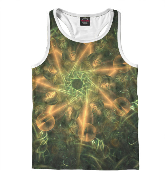 Мужская майка-борцовка с изображением Оптический орнамент цвета Белый